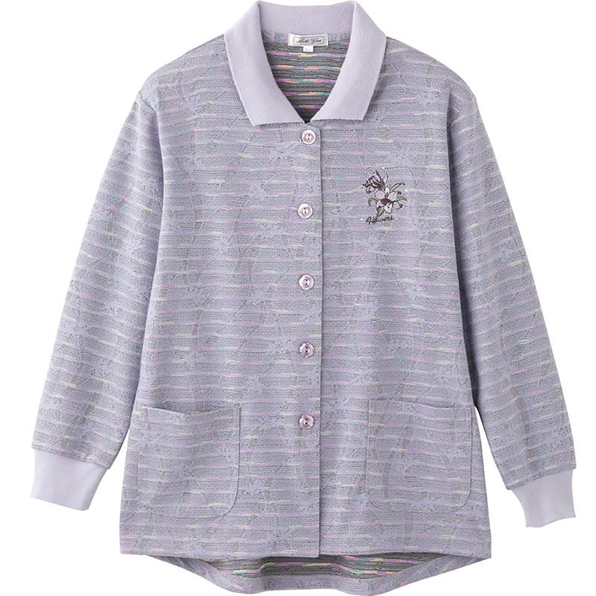 斜め釦ホールポロカーディ 青パープル S/M～L/LL