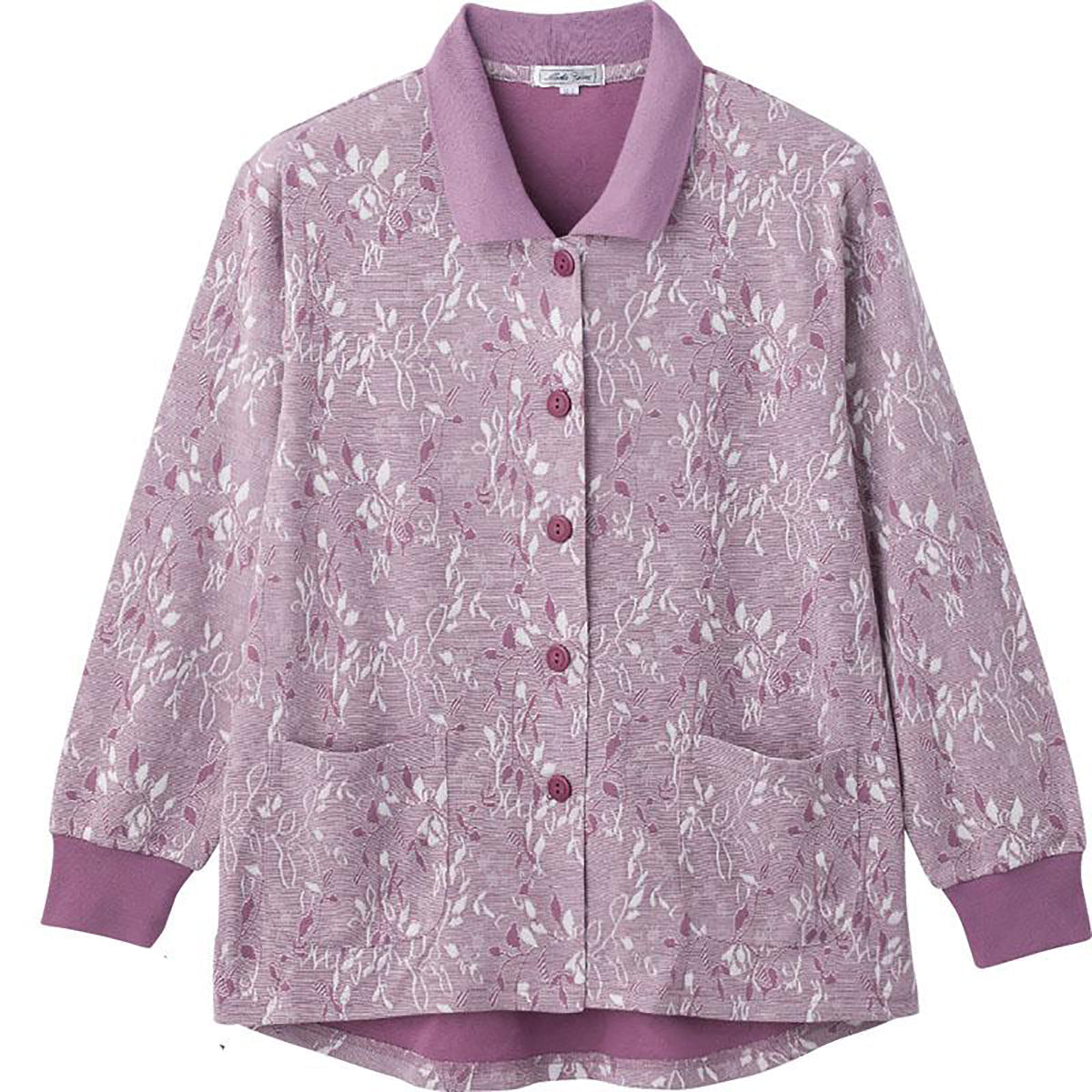 斜め釦ホールポロカーディ ローズパープル 3Ｌ