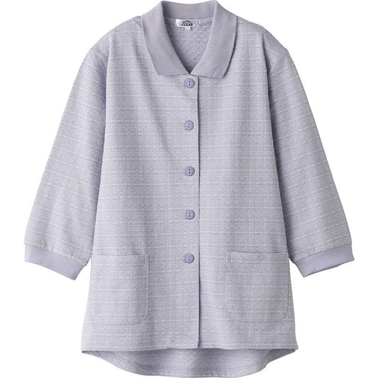 7分袖斜め釦ホールポロカーディ ブルーパープル M～L/LL/3L