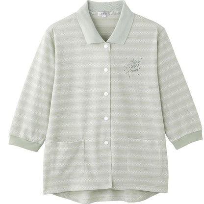 7分袖スナップ釦ポロカーディ グリーン S/M～L/LL