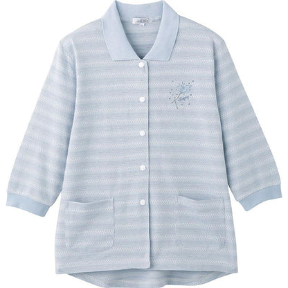 7分袖スナップ釦ポロカーディ ブルー S/M～L/LL