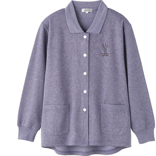 スナップ釦ポロカーディ 青パープル Ｍ～Ｌ