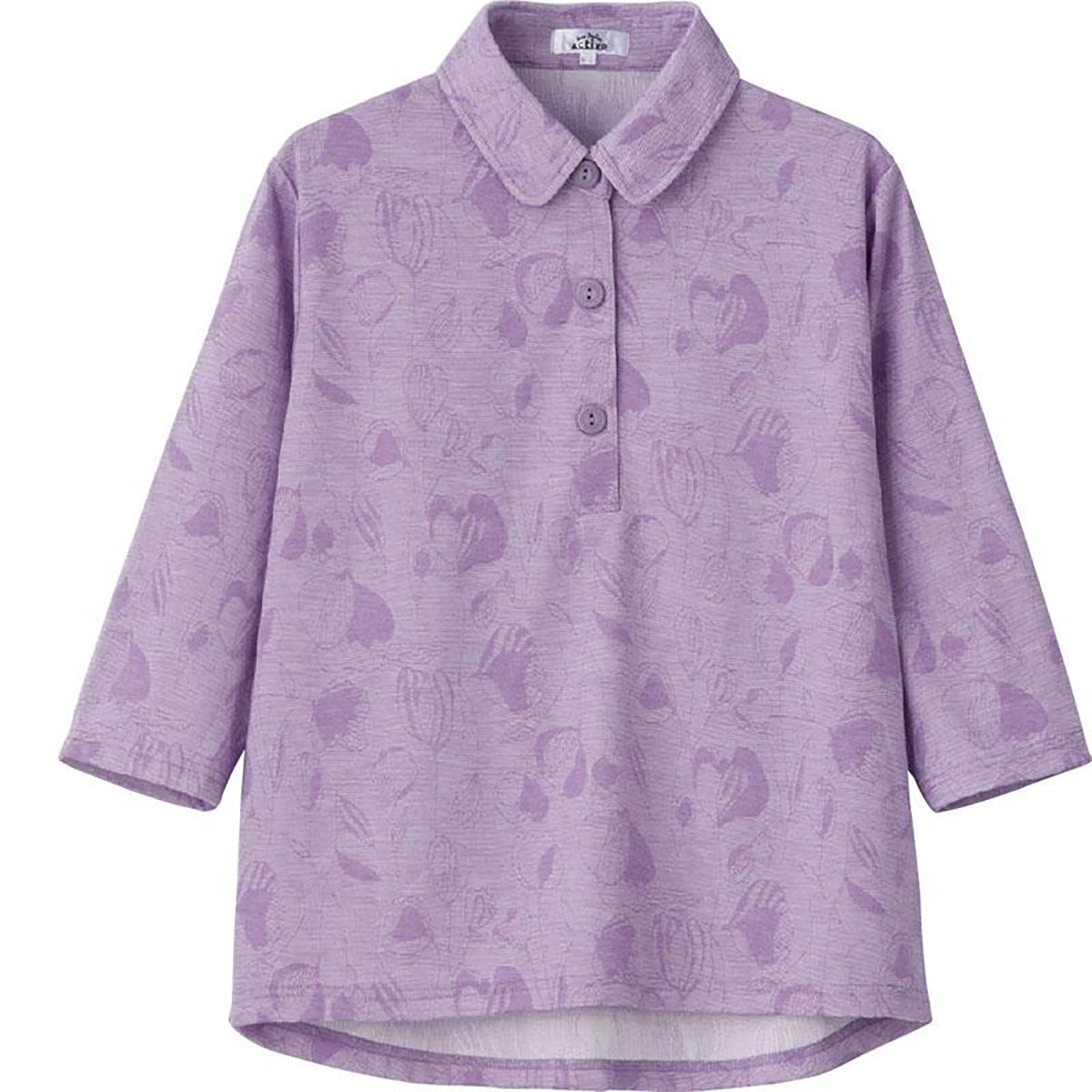 7分袖ワンタッチテープポロシャツ パープル M～L/LL