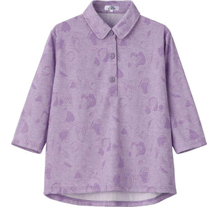 7分袖ワンタッチテープポロシャツ パープル M～L/LL