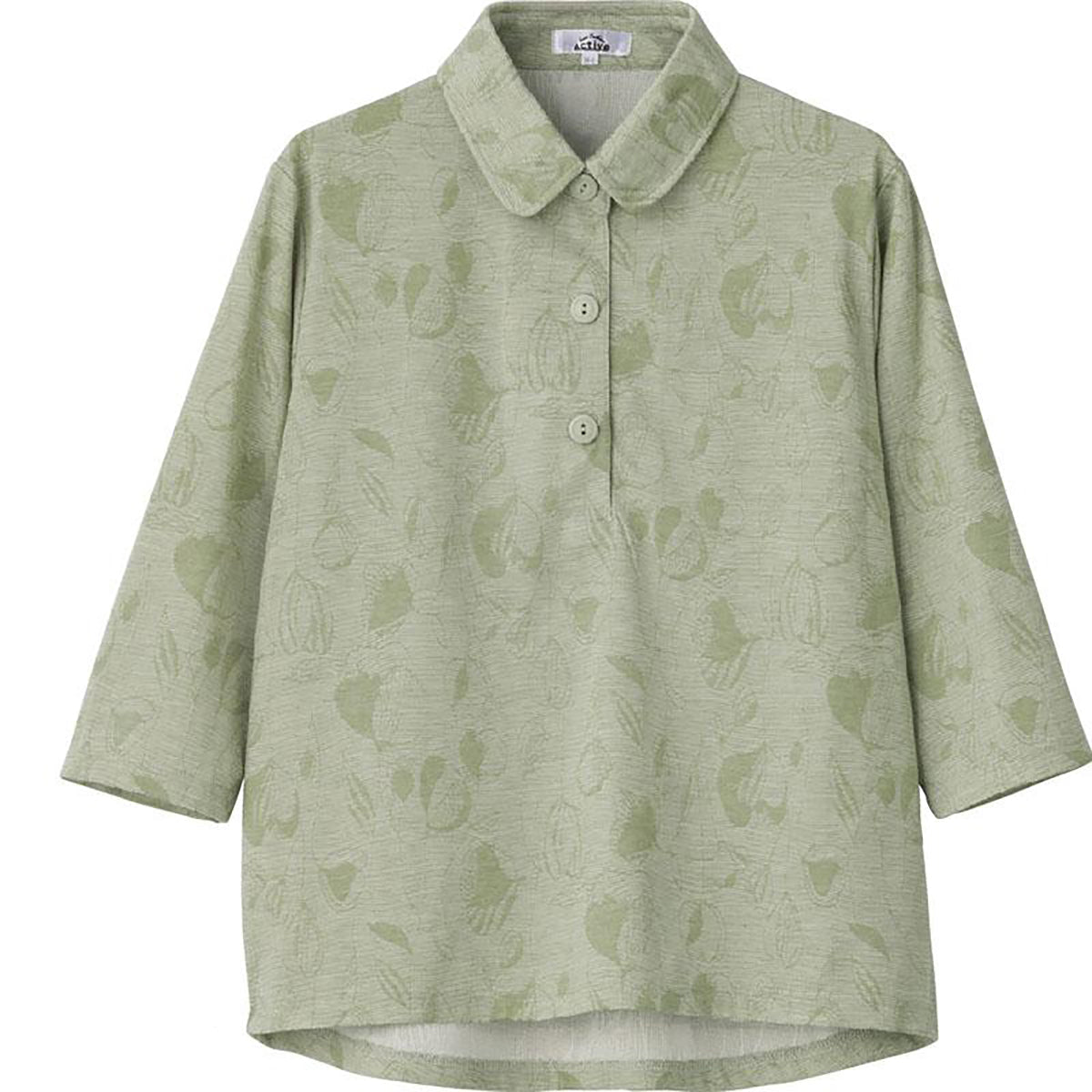 7分袖ワンタッチテープポロシャツ グリーン M～L/LL