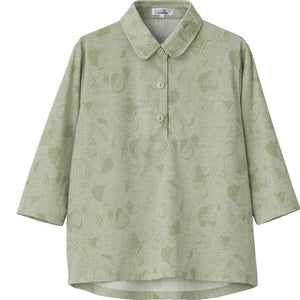 7分袖ワンタッチテープポロシャツ グリーン M～L/LL