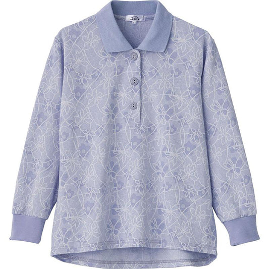 斜め釦ホールポロシャツ ブルー S/M～L/LL