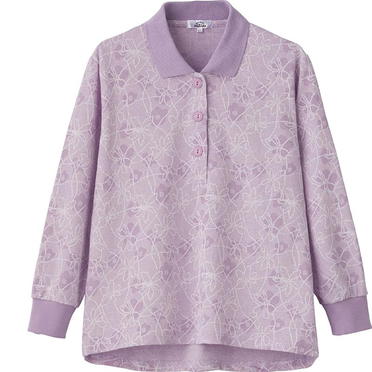 斜め釦ホールポロシャツ パープル S/M～L/LL