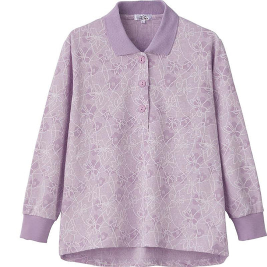 斜め釦ホールポロシャツ パープル S/M～L/LL