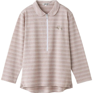 ロングファスナーポロシャツ ベージュ Ｍ～Ｌ