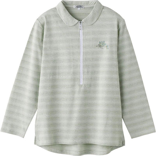 ロングファスナーポロシャツ グリーン Ｍ～Ｌ