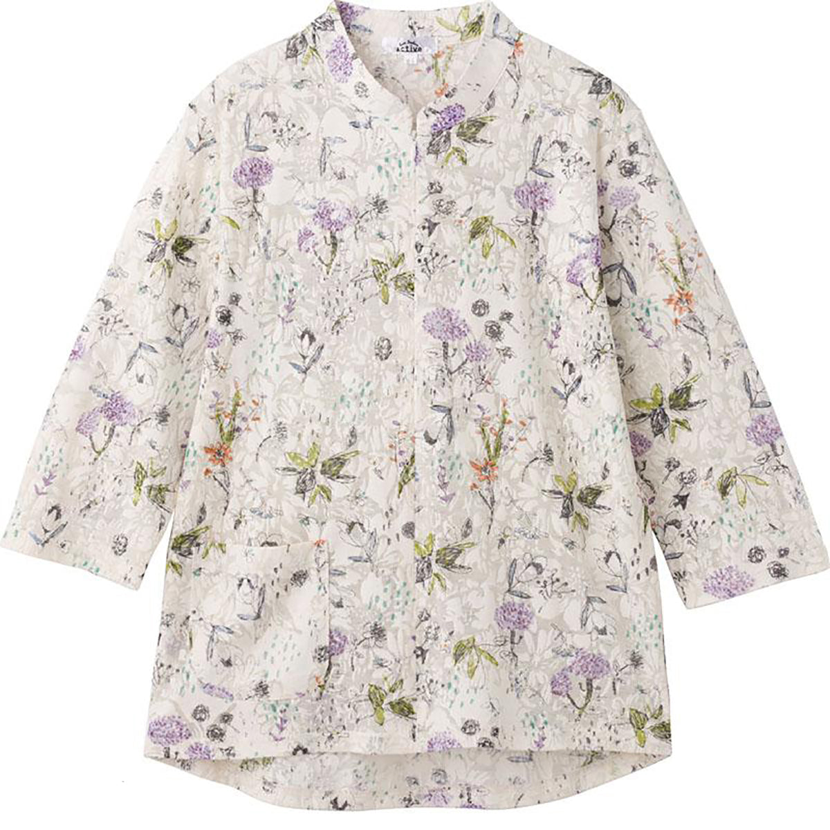 7分袖ロングファスナーＴシャツ キナリ 3Ｌ