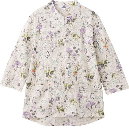 7分袖ロングファスナーＴシャツ キナリ 3Ｌ