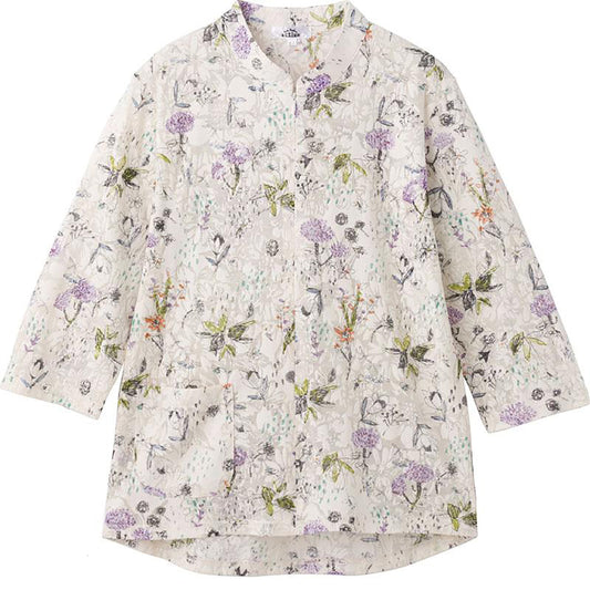 7分袖ロングファスナーＴシャツ キナリ 3Ｌ