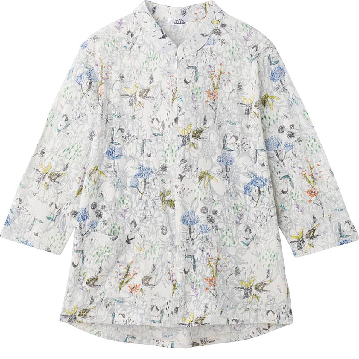 7分袖ロングファスナーＴシャツ ブルー 3Ｌ