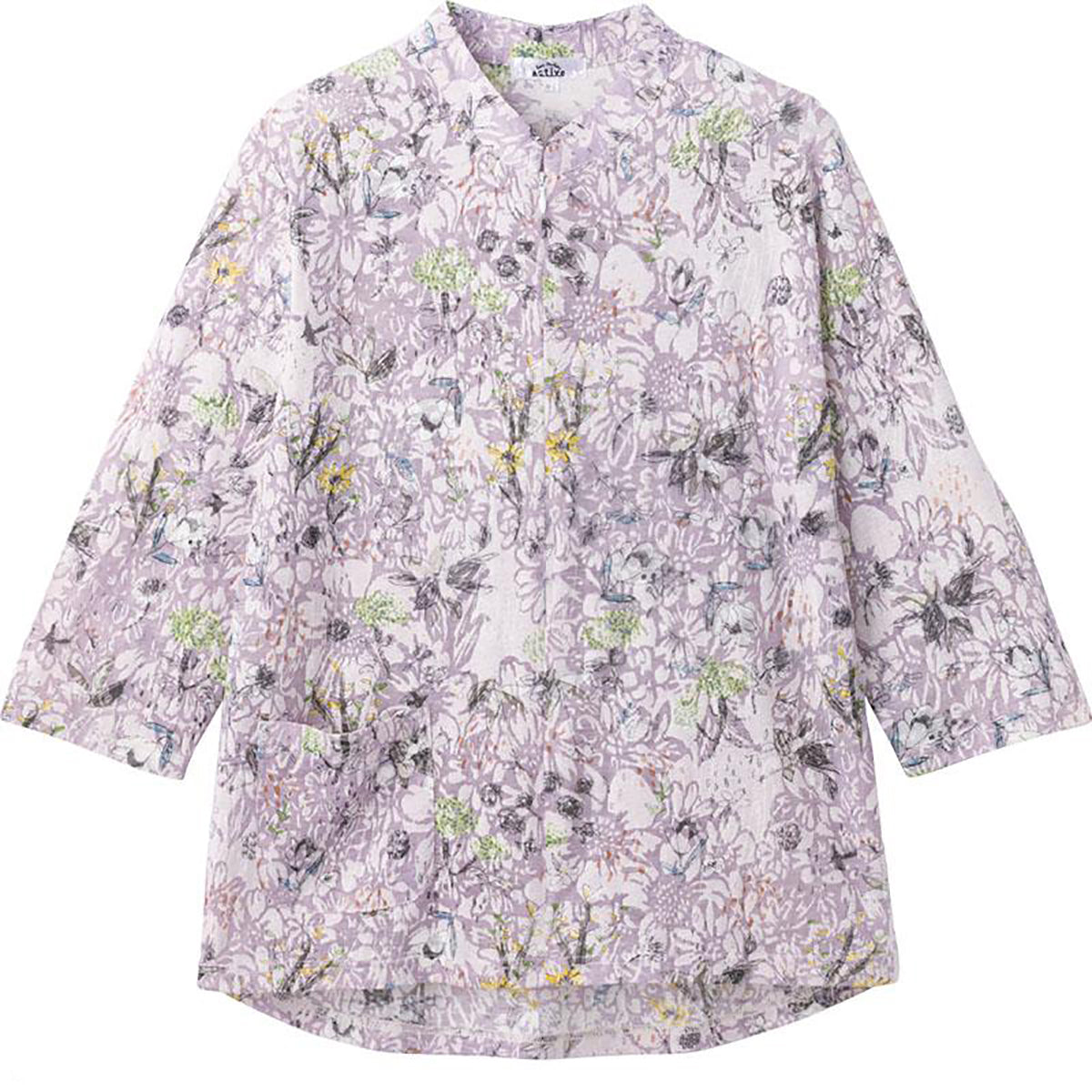 7分袖ロングファスナーＴシャツ パープル 3Ｌ