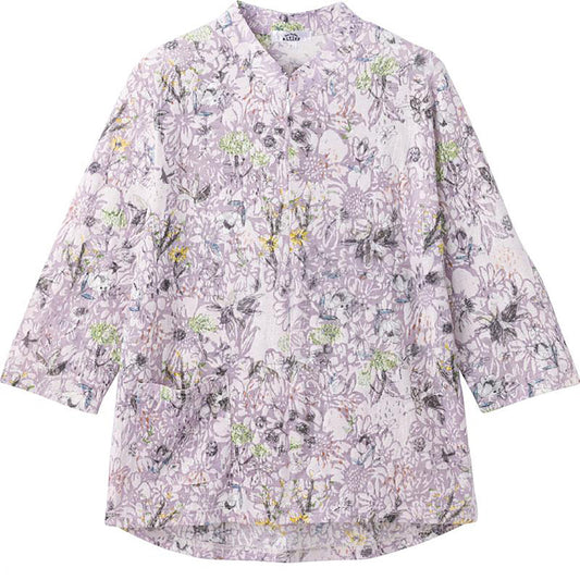 7分袖ロングファスナーＴシャツ パープル 3Ｌ