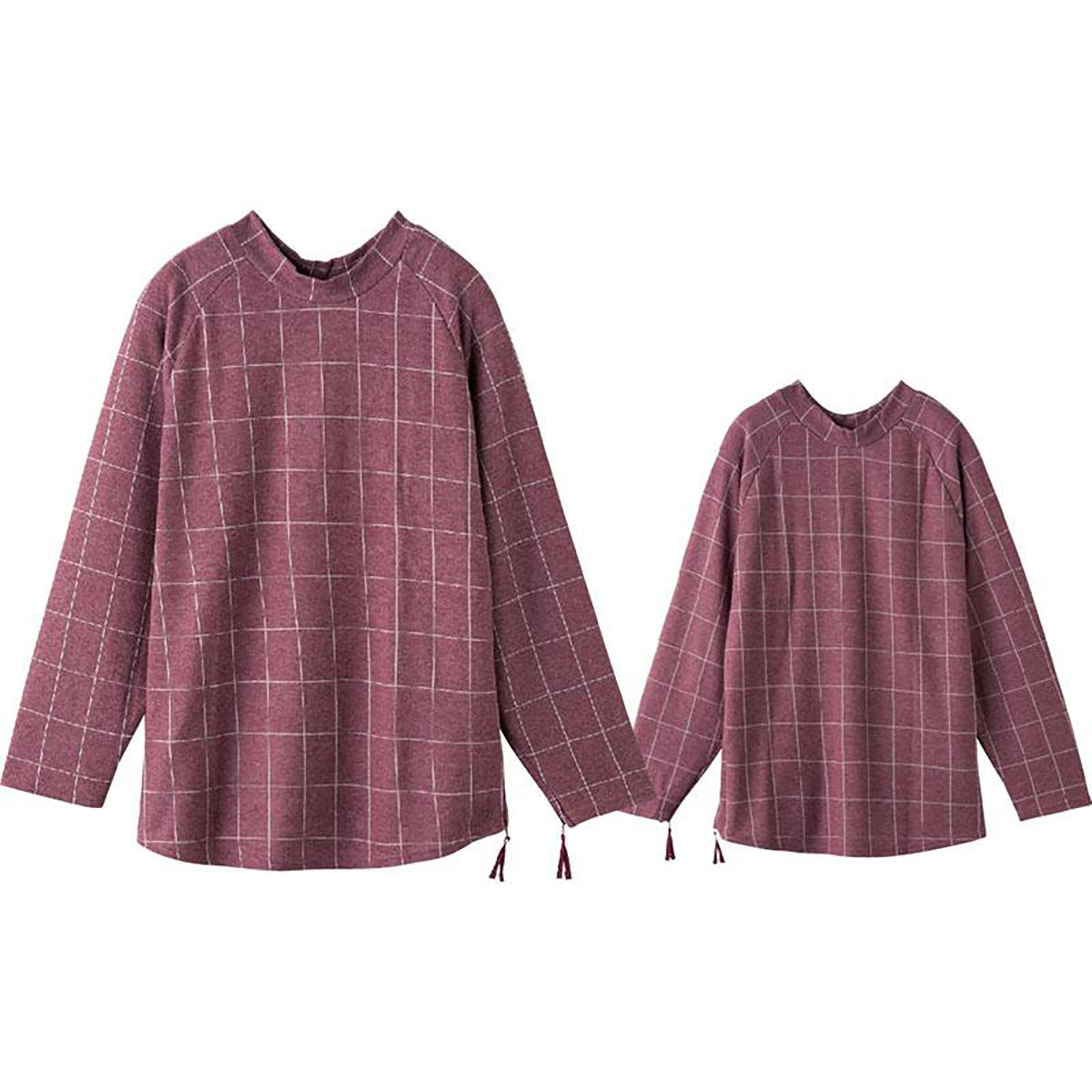 脇開きファスナーまえむきＴシャツ ワイン M/L