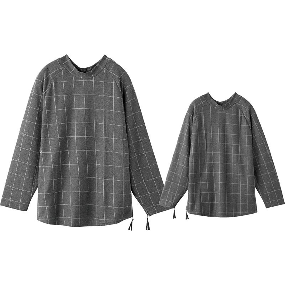 脇開きファスナーまえむきＴシャツ チャコール M/L