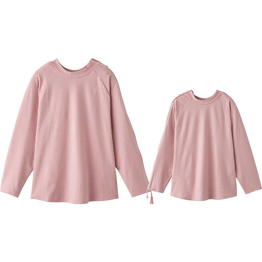 袖開きファスナーまえむきＴシャツ ピンク M/L