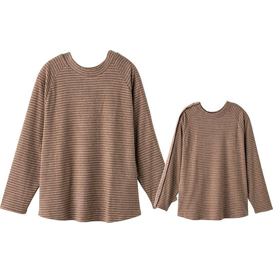 袖開きワンタッチテープまえむきＴシャツ モカ M/L