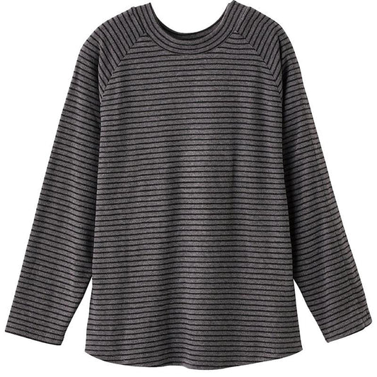 袖開きワンタッチテープまえむきＴシャツ ブラック M/L