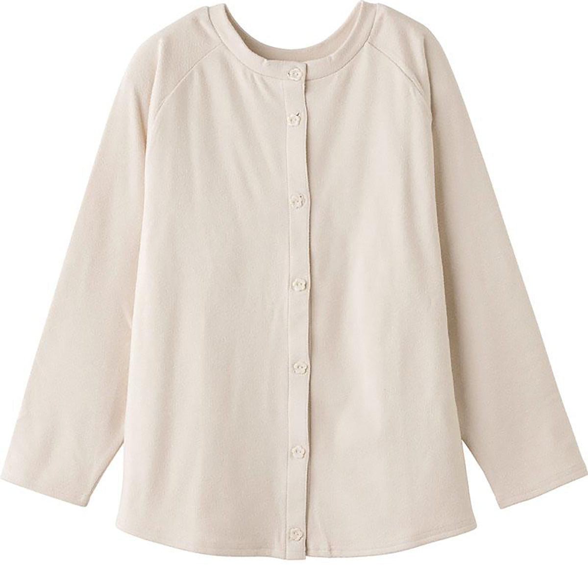 斜め釦ホールまえむきカーディガン ベージュ M/L