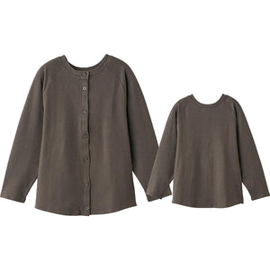 斜め釦ホールまえむきカーディガン ブラウン M/L