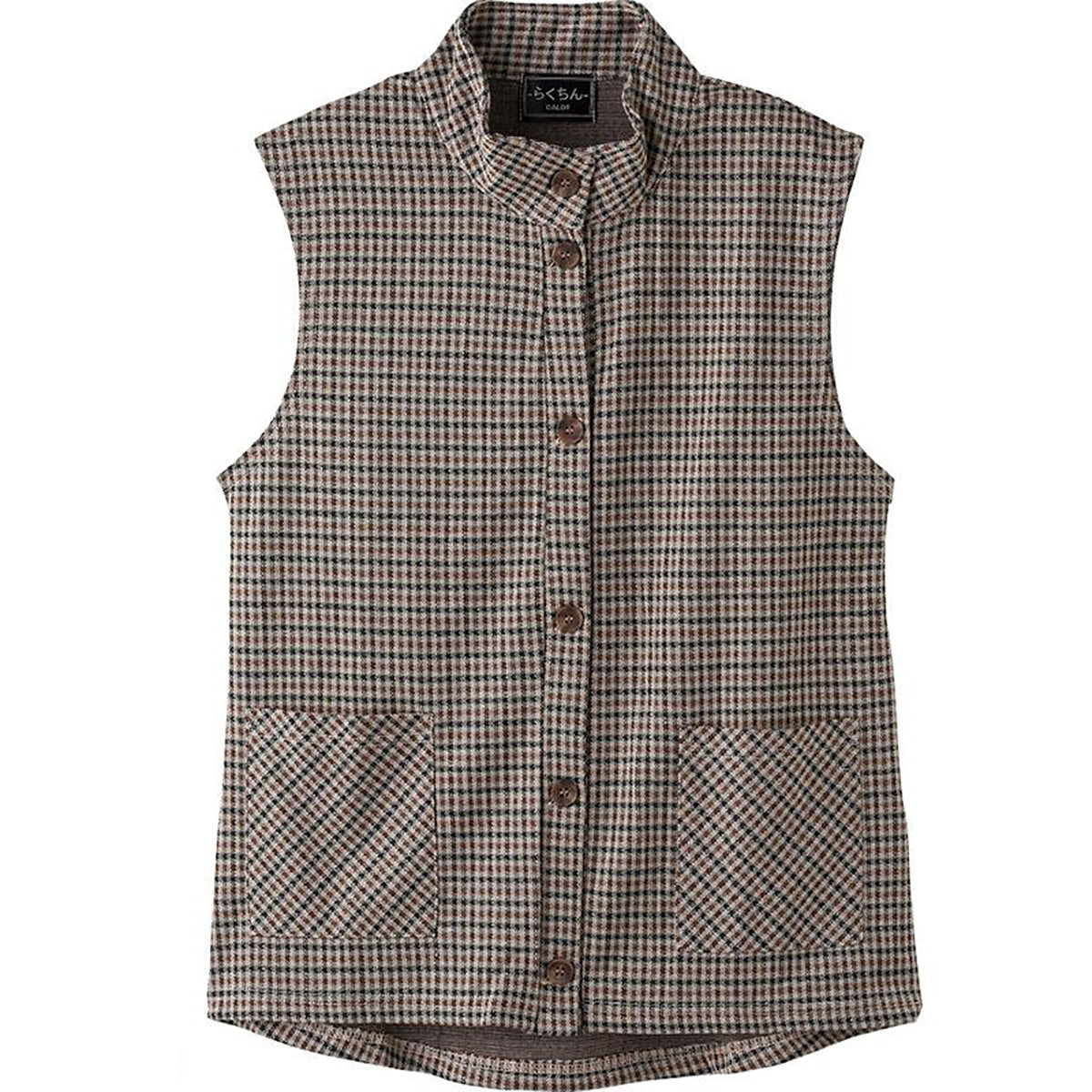 斜め釦ホールベスト カラシ系 M/L