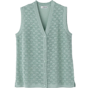 ニットワンタッチＶ首ベスト グリーン Ｍ～Ｌ