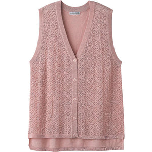 ニット後ろ長めＶ首ベスト ピンク Ｍ～Ｌ