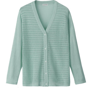 ニットワンタッチＶ首カーディ グリーン Ｍ～Ｌ