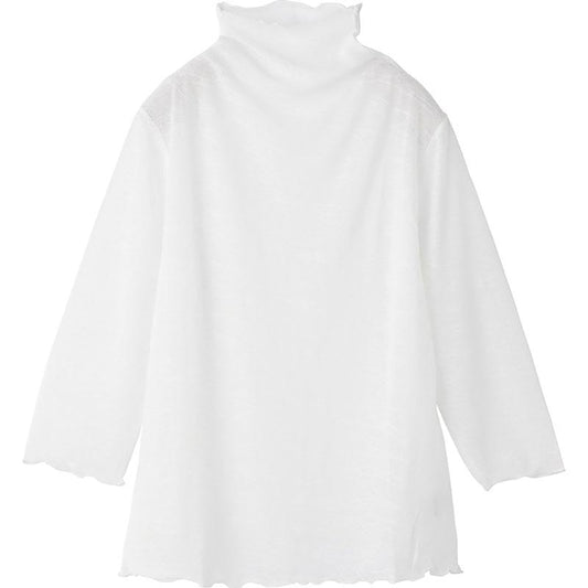 7分袖メロー衿ジャカードＴシャツ オフ M～L/LL