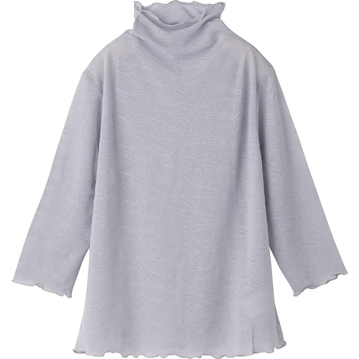 7分袖メロー衿ジャカードＴシャツ グレー M～L/LL