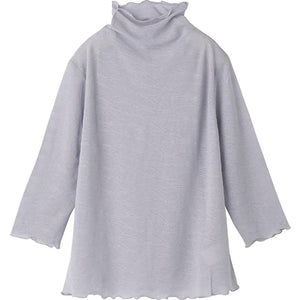 7分袖メロー衿ジャカードＴシャツ グレー M～L/LL