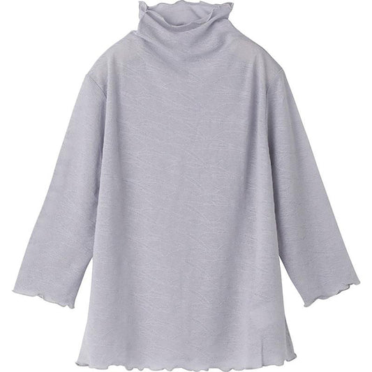 7分袖メロー衿ジャカードＴシャツ グレー M～L/LL
