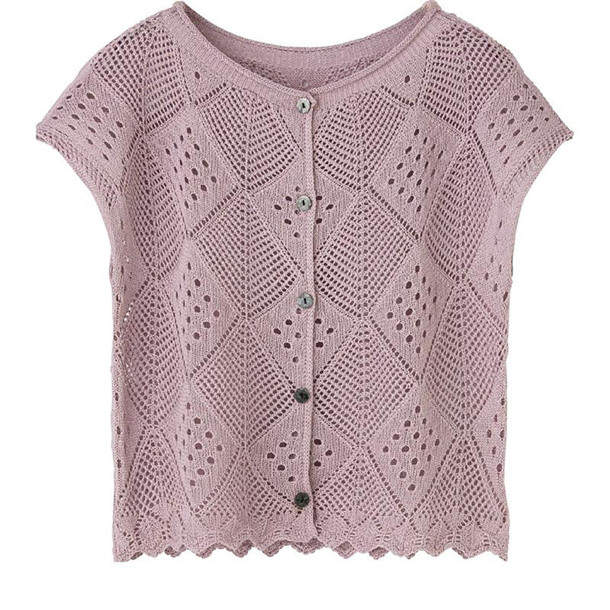 透かし柄フレンチ袖ベスト ラベンダー Ｍ～Ｌ