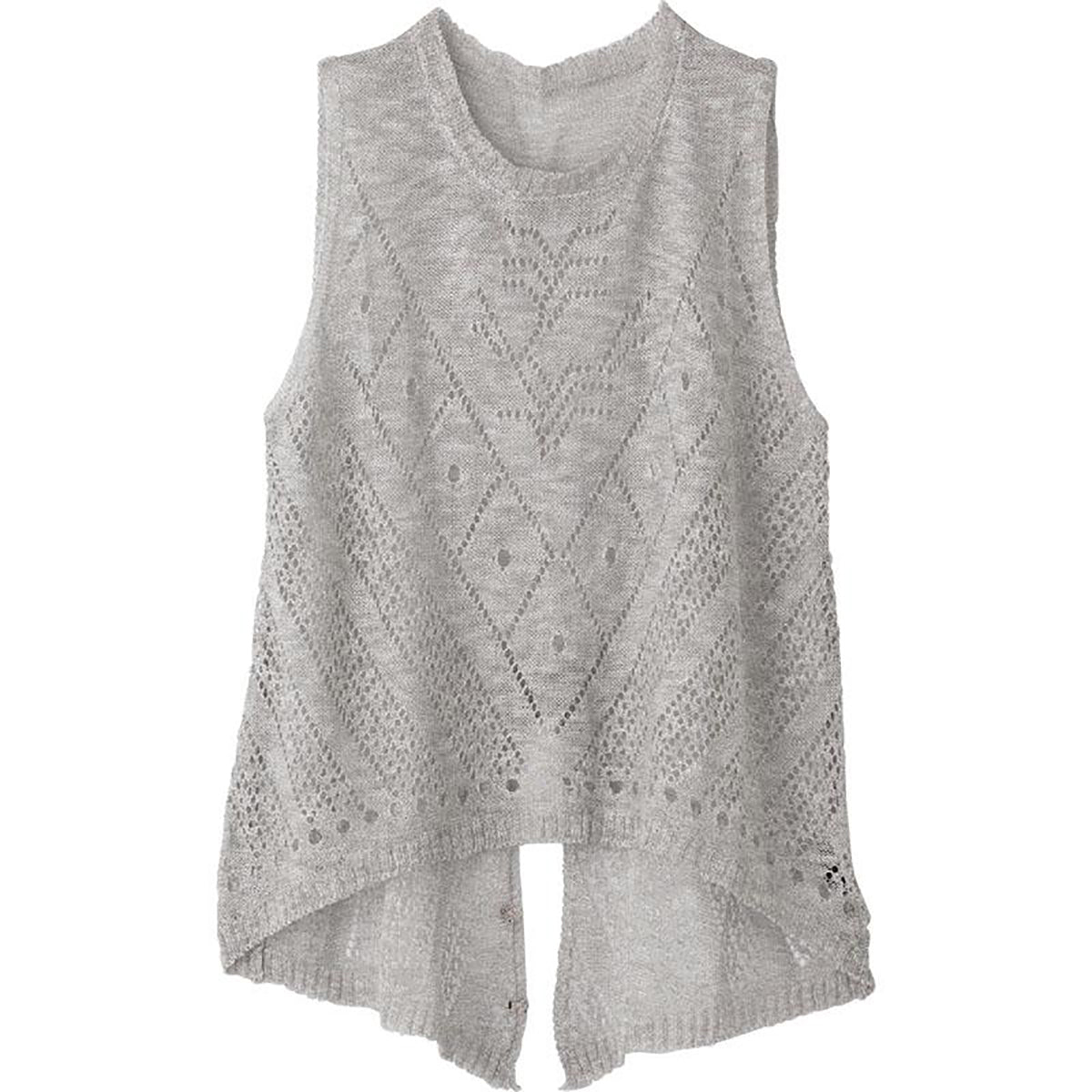透かし柄ニットベスト グレー M～L/LL