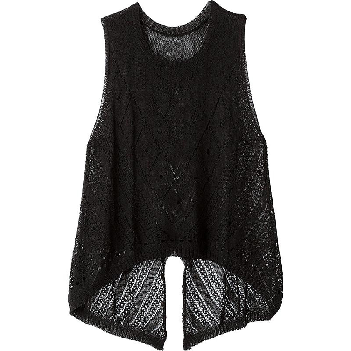 透かし柄ニットベスト ブラック M～L/LL