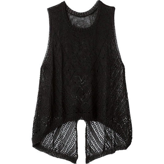 透かし柄ニットベスト ブラック M～L/LL