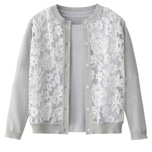 ニットレース切替アンサンブル グレージュ M/L