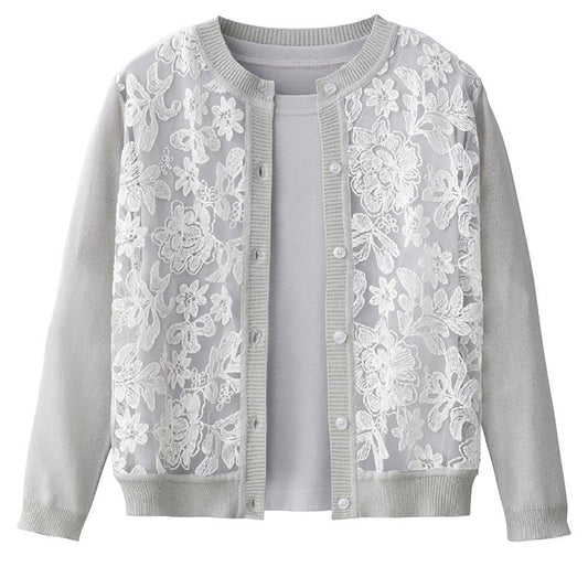 ニットレース切替アンサンブル グレージュ M/L