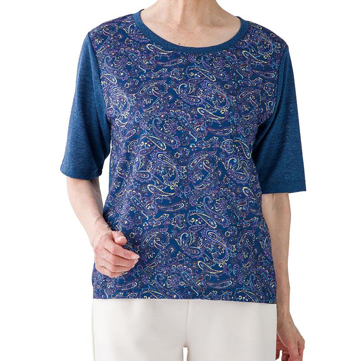 カットレースプリントアンサンブル ネイビー M/L/LL