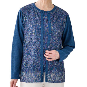 カットレースプリントアンサンブル ネイビー M/L/LL