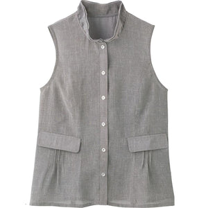 麻調合繊ベスト ベージュ M/L/LL