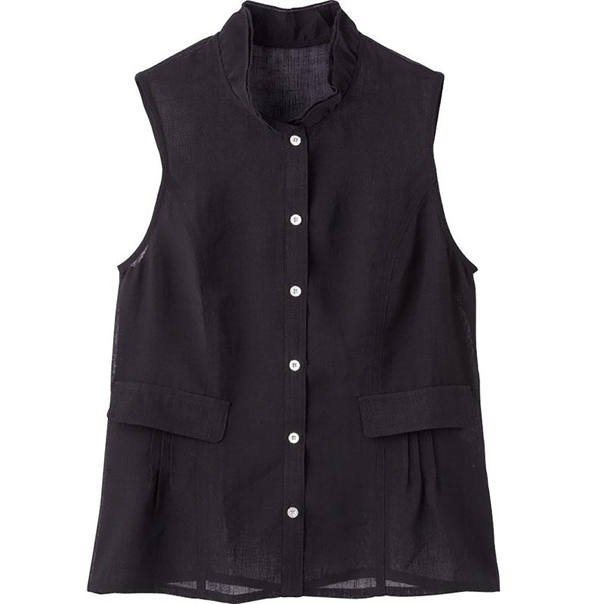 麻調合繊ベスト ブラック M/L/LL