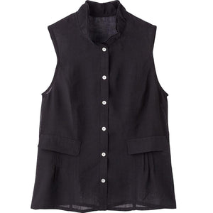 麻調合繊ベスト ブラック M/L/LL