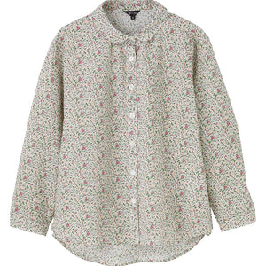 花柄プリントシャツブラウス グリーン M/L