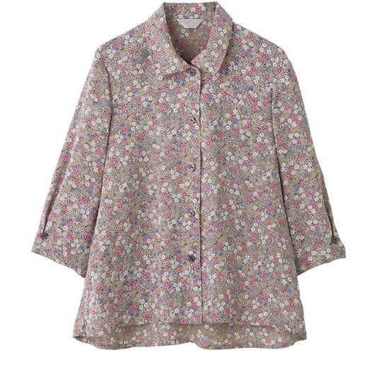 7分袖ワンタッチテープブラウス モカベージュ M/L