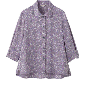 7分袖ワンタッチテープブラウス パープルグレー M/L